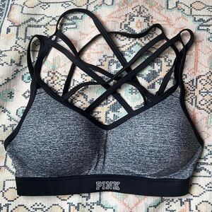 Sexy Victorias Secret Pink Strappy Padded Sports Bra 🎀